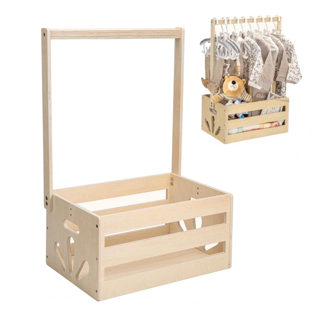 Baby Clothing Rack Gift - Aufbewahrungsregal Einzigartiges Neugeborenen-Geschenk-Organizer Holzkiste für Babypartys