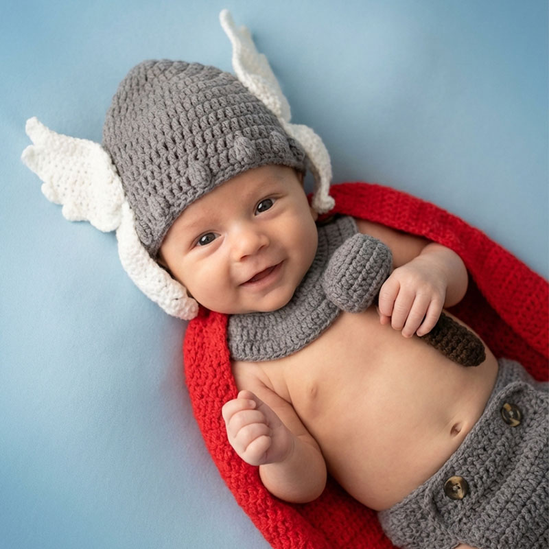 Baby Clothing Unisex - Neugeborenen-Fotografie-Requisiten Thor Baby-Kostüm Avengers Superhelden-Charakter Cosplay-Outfit